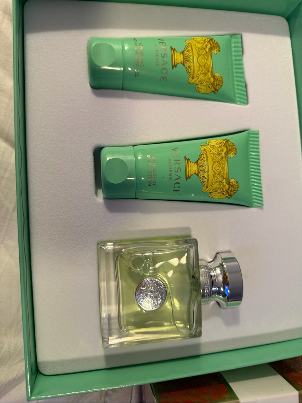 Versace Aqua Green Bath & Body Trio with Gold Accents - Picture 3 of 3